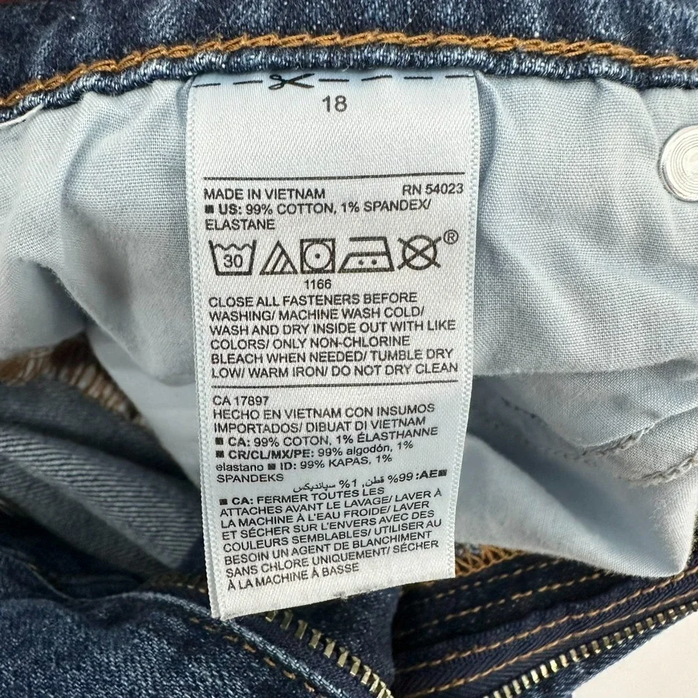 Old Navy Jeans Womens 18‎ Blue Denim Boyfriend Mid-Rise Frayed Hem 5-Pockets
